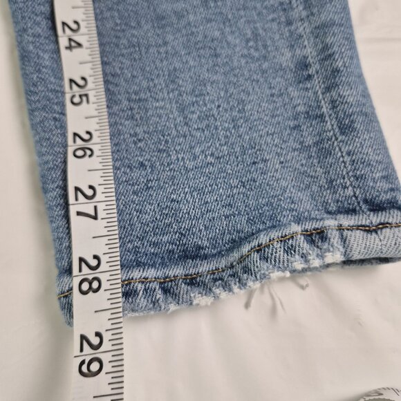 Agolde 90's Pinch Waist High Rise Jeans Size 27 Straight Leg Distressed Blue - Picture 10 of 14